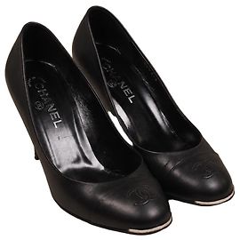 Chanel Schwarze Leder-Pumps Schwarz
