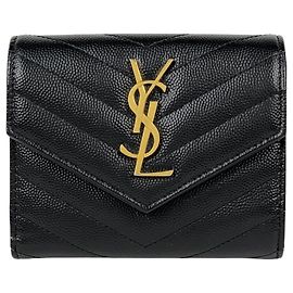 Yves Saint Laurent Tri-fold Wallet Black