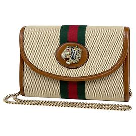 Bolsa de Ombro Gucci Raja Tiger Head Web Marrom
