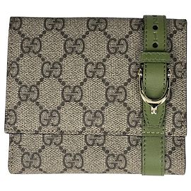 Portafoglio bi-fold Gucci in beige e verde Beige Verde