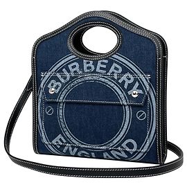 Borsa Mini Pocket Burberry in Denim Blue Blu