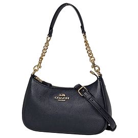 Bolsa de Ombro em Couro 2-Way Coach Terry Preto