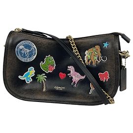 Bolsa de Ombro de Couro 2-Way Coach Waverley Sticker Print Marrom