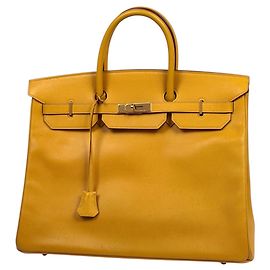 Hermès Sac à main Hermes Birkin 40 en cuir Courchevel jaune Jaune