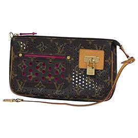 Louis Vuitton Pochette Accessoires Handtasche Braun Fuschia