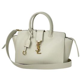 Autre Marque Sac à main en cuir 2-Way Downtown Baby Saint Laurent Écru