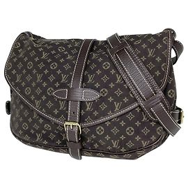 Borsa a tracolla Louis Vuitton Saumur 30 Marrone Damier ebene