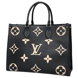 Saco Tote Louis Vuitton OnTheGo MM Preto Bege