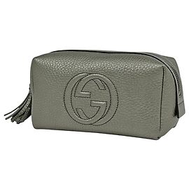 Gucci Soho Interlocking G Leder-Pouch mit Fransen Beige