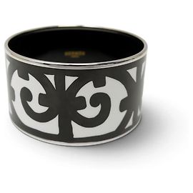 Hermès NUEVA PULSERA HERMES DE ESMALTE XL BALCON DU GUADALQUIVIR NEGRO & BLANCO BANGLE Otro