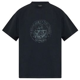 Balenciaga Printed Cotton T-shirt Black Black