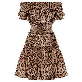 Robe Dolce & Gabbana imprimé animal en coton marron Marron
