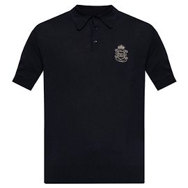 Dolce & Gabbana Logo Embroidered Cotton Polo Blue Blue