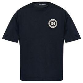 Dolce & Gabbana T-Shirt mit Logo-Patch Blau