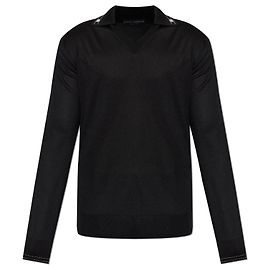 Polo a maniche lunghe in seta nera Dolce & Gabbana Nero