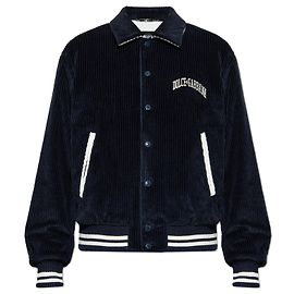Dolce & Gabbana Corduroy jacket with embroidered logo Blue
