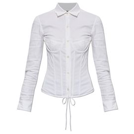 Balenciaga Camicia Bianca in Cotone Stile Corset Bianco