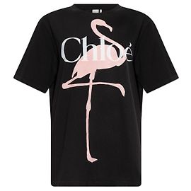 Camiseta Oversize Chloé de algodón negra con estampado de flamenco Negro