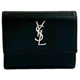 Yves Saint Laurent Saint Laurent Paris Leder Tri-Fold Geldbörse Schwarz