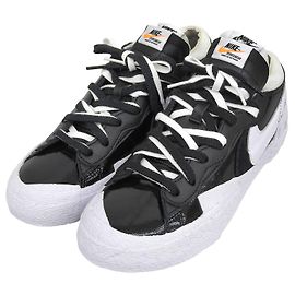 Sacai×NIKE BLAZER LOW Leder-Sneaker Schwarz Weiß