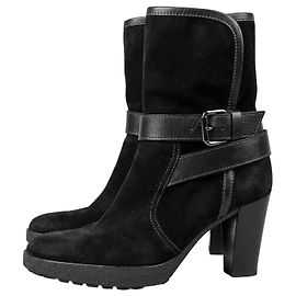 Tod's Botines de ante negros con tacón Negro