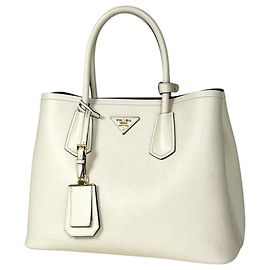 Bolsa Prada em couro Double Saffiano Branco