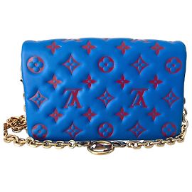 Louis Vuitton Coussin Monogram Leder Handtasche Blau Rot Blau