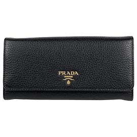 Portafoglio lungo in pelle Prada Nero