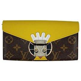 Louis Vuitton Portefeuille Sarah Long Wallet Marron Jaune