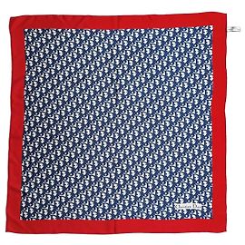 Christian Dior Oblique Monogramm Seidentuch Rot Blau Rot Blau