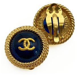 Brincos de pressão Chanel Coco Mark Blue and Gold Azul Dourado