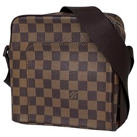 Sac à épaule Louis Vuitton Olaf PM en toile Damier Marron Damier ebène