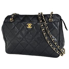 Chanel Matelassé Black Shoulder Bag Black