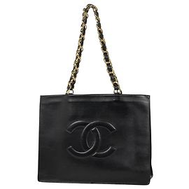 Sac Tote Chanel en cuir noir Noir