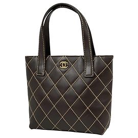 Bolsa de couro Chanel Wild Stitch Marrom