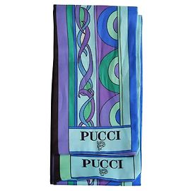 Sciarpa Emilio Pucci in seta twill blu Blu