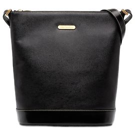 Black Burberry Leather Shoulder Bag Black