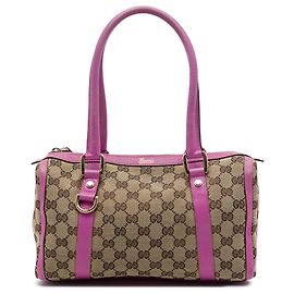 Beige Gucci GG Canvas Abbey D Ring Boston Bag Beige