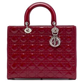 Bolso Lady Dior Large de piel charol Cannage rojo Dior Roja