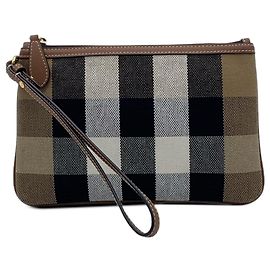 Pochette poignet Burberry House Check Canvas Peyton marron Marron