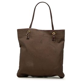 Sacola Prada em lona Canapa com logo marrom Marrom