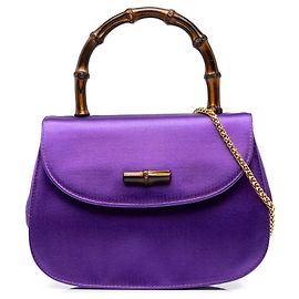 Bolsa Mini Satin Bamboo Night Gucci Roxa Roxo