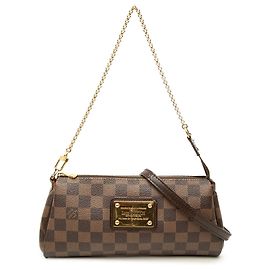 Borsa Satchel Louis Vuitton Damier Ebene Eva Marrone Marrone