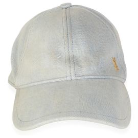 Autre Marque Saint Laurent Baseball-Cap aus hellblauem Distressed-Denim mit Logo 59 Andere