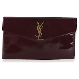 Autre Marque Pochette Uptown Saint Laurent en cuir verni bordeaux Rouge