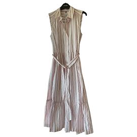 Tommy Hilfiger Gestreiftes Midikleid Pink Weiß