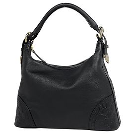 Gucci Guccissima Schultertasche aus Leder Schwarz