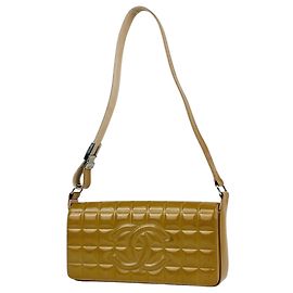 Chanel Brown Patent Leather Shoulder Bag Brown