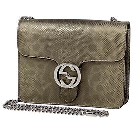 Borsa a tracolla in pelle Gucci Interlocking G D'oro