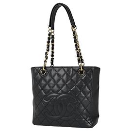 Chanel Black Grained Calfskin Tote Bag Black